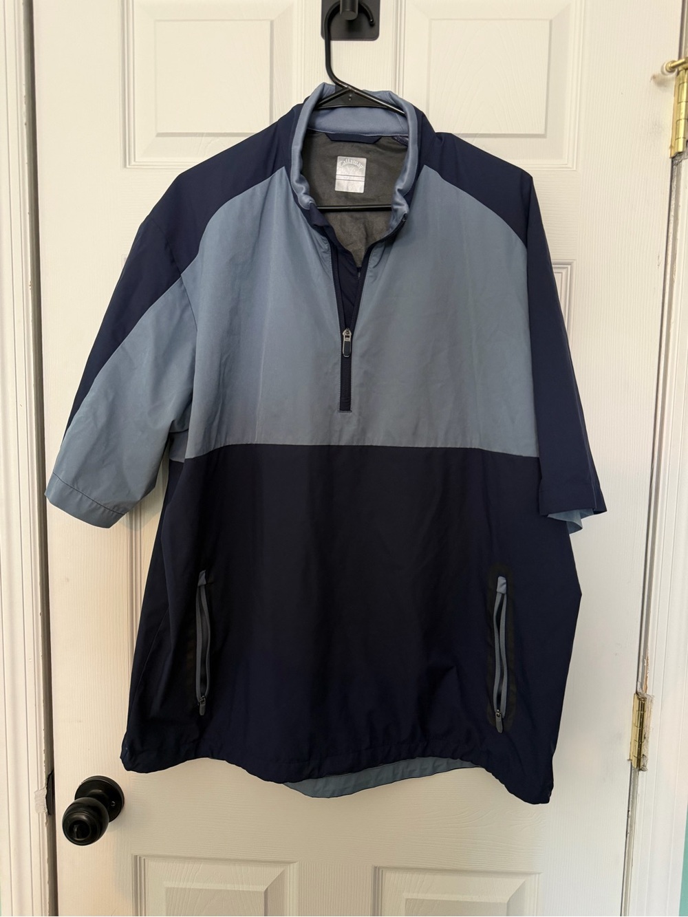 Callaway Two-Tone Navy and Light Blue Quarter-Zip Windbreaker| L